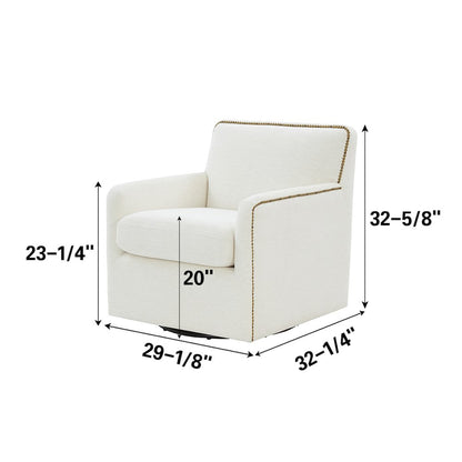 Tolland Swivel Accent Chair with Nailhead Trim - Cream
