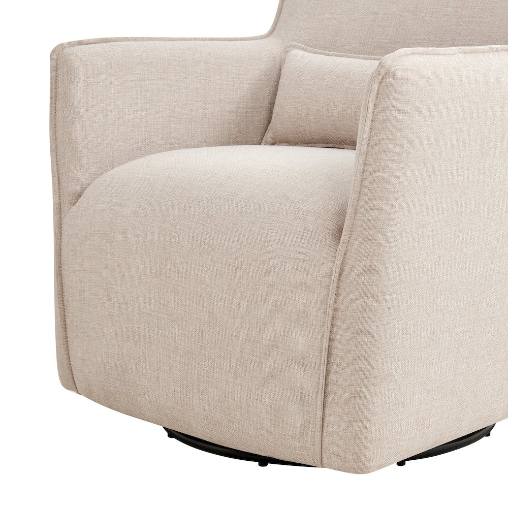 Swivel Accent Chair with Matching Lumbar Pillow — 360° Swivel Base - Sand