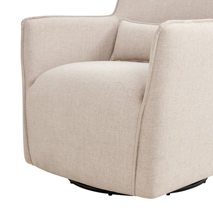Swivel Accent Chair with Matching Lumbar Pillow — 360° Swivel Base - Sand