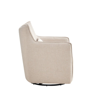 Swivel Accent Chair with Matching Lumbar Pillow — 360° Swivel Base - Sand