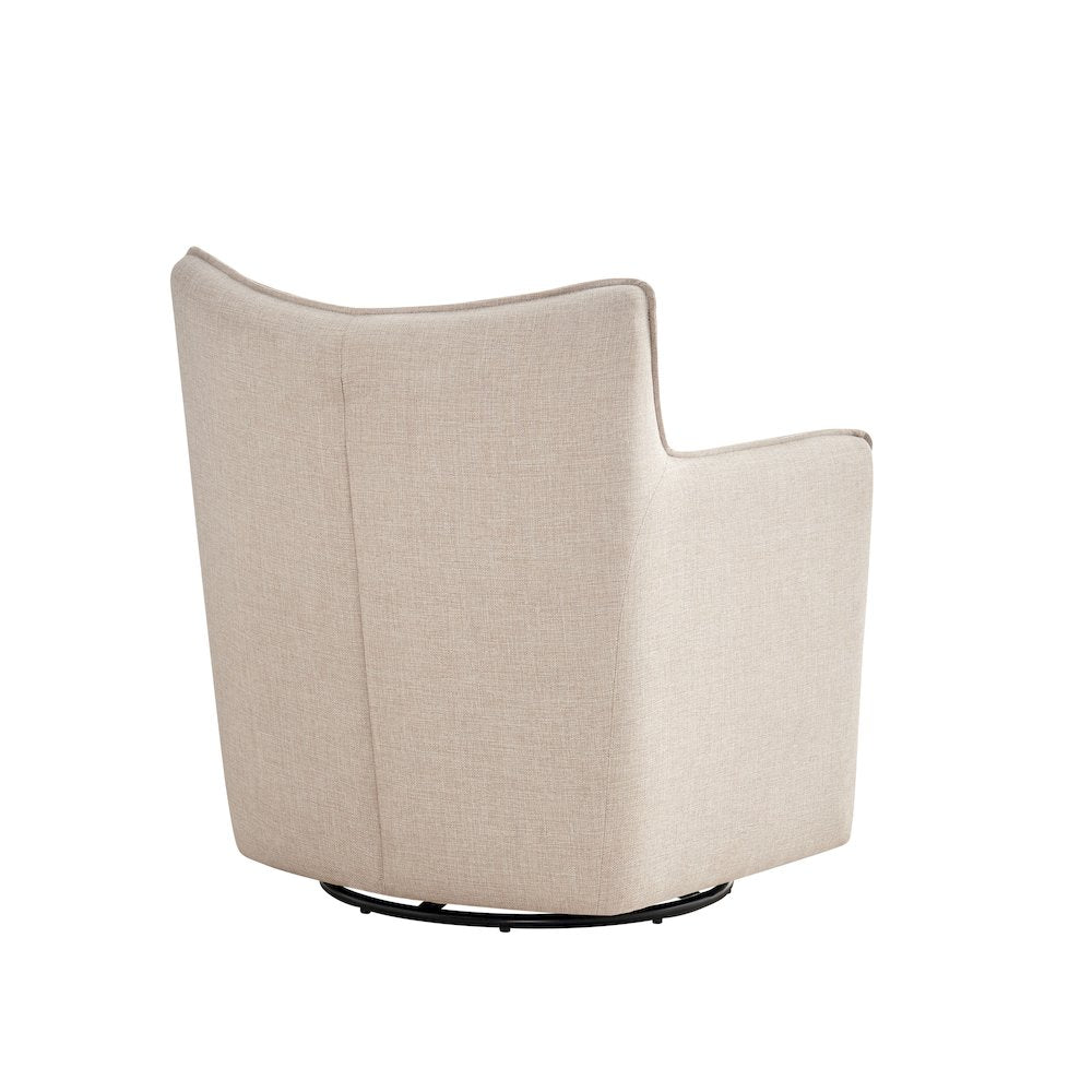 Swivel Accent Chair with Matching Lumbar Pillow — 360° Swivel Base - Sand