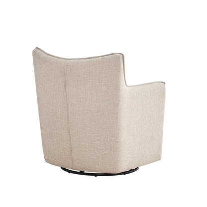Swivel Accent Chair with Matching Lumbar Pillow — 360° Swivel Base - Sand