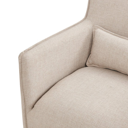 Swivel Accent Chair with Matching Lumbar Pillow — 360° Swivel Base - Sand
