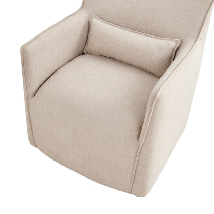 Swivel Accent Chair with Matching Lumbar Pillow — 360° Swivel Base - Sand