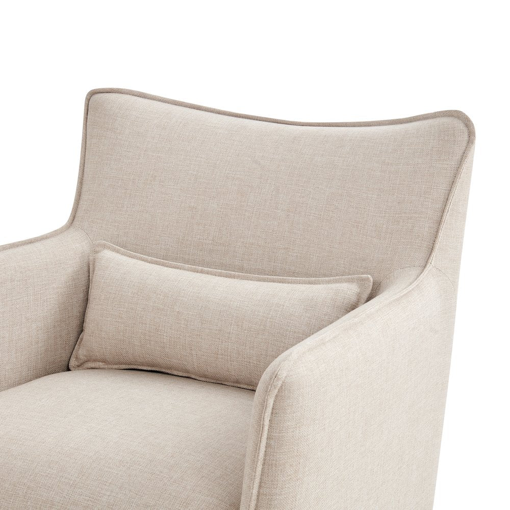 Swivel Accent Chair with Matching Lumbar Pillow — 360° Swivel Base - Sand