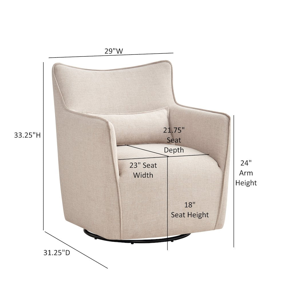Swivel Accent Chair with Matching Lumbar Pillow — 360° Swivel Base - Sand