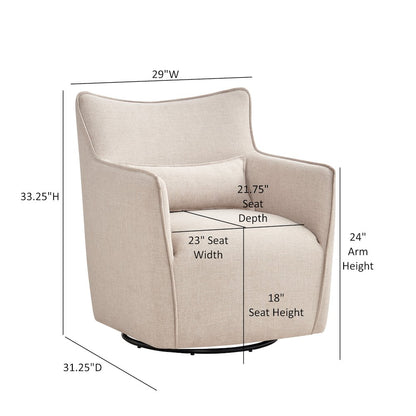 Swivel Accent Chair with Matching Lumbar Pillow — 360° Swivel Base - Sand