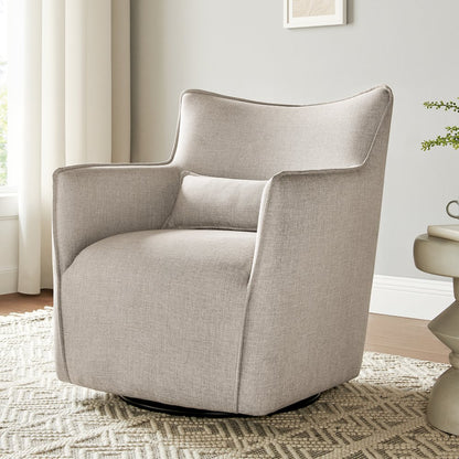 Swivel Accent Chair with Matching Lumbar Pillow — 360° Swivel Base - Sea Oat