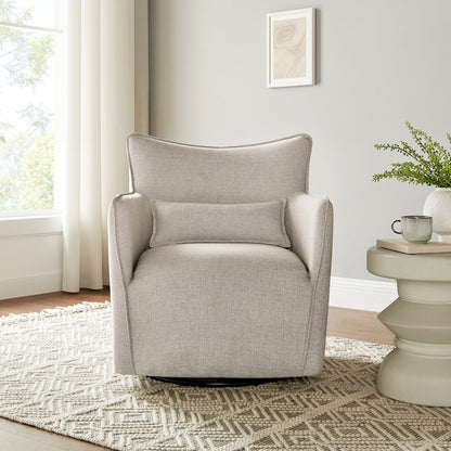 Swivel Accent Chair with Matching Lumbar Pillow — 360° Swivel Base - Sea Oat