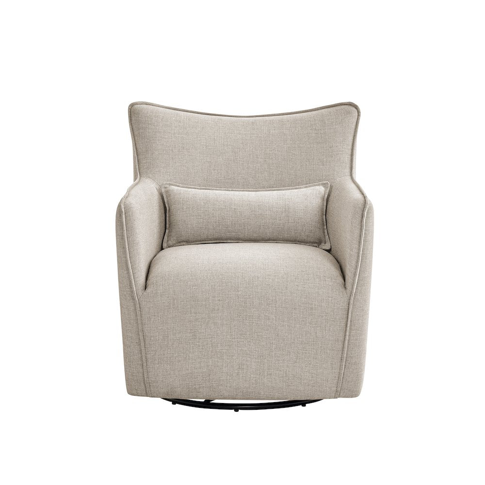 Swivel Accent Chair with Matching Lumbar Pillow — 360° Swivel Base - Sea Oat