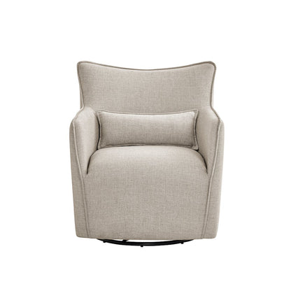 Swivel Accent Chair with Matching Lumbar Pillow — 360° Swivel Base - Sea Oat