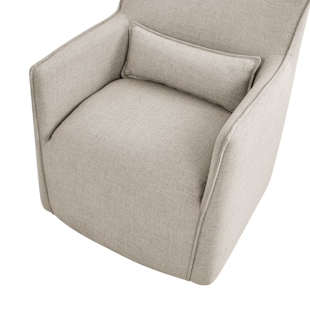 Swivel Accent Chair with Matching Lumbar Pillow — 360° Swivel Base - Sea Oat