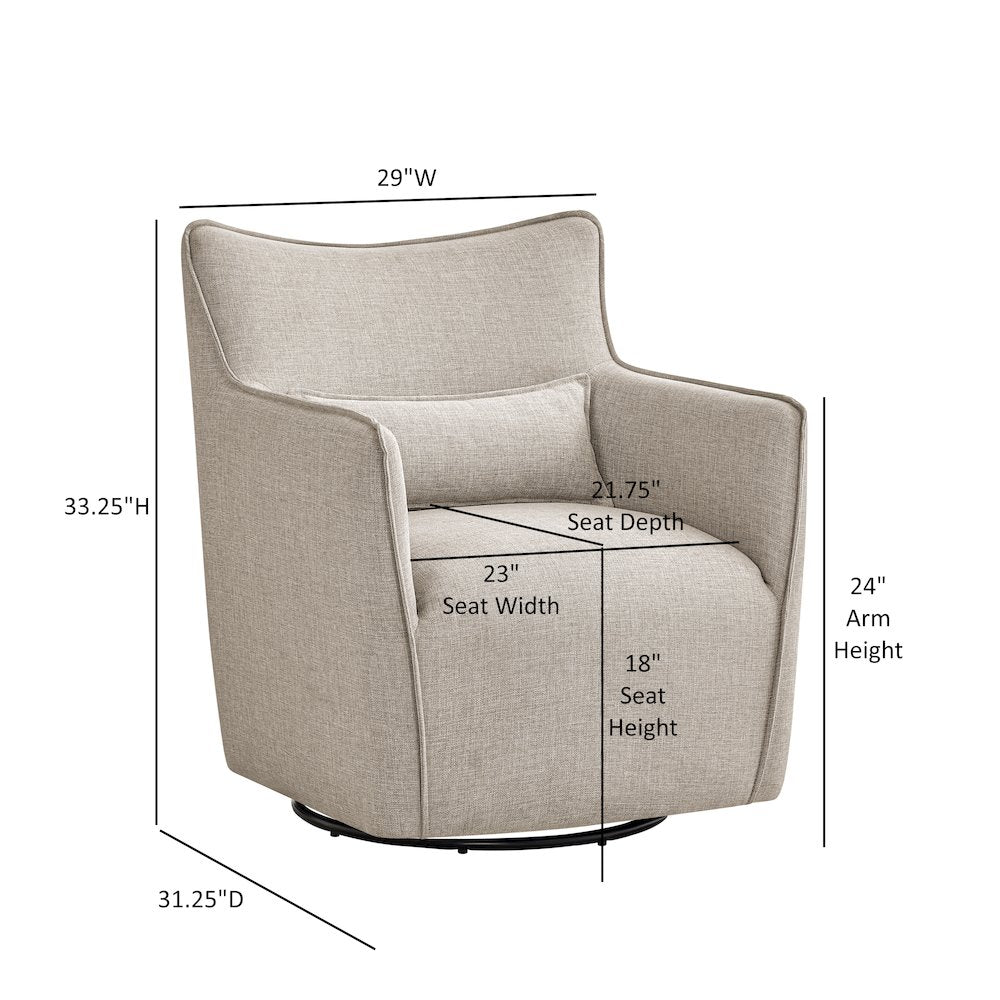 Swivel Accent Chair with Matching Lumbar Pillow — 360° Swivel Base - Sea Oat