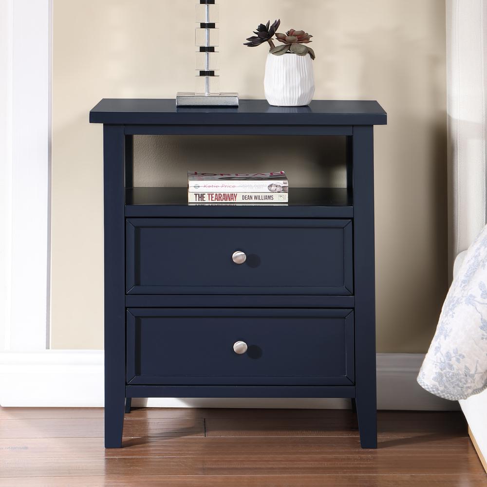Walker Midnight Blue 2 Drawer Nightstand