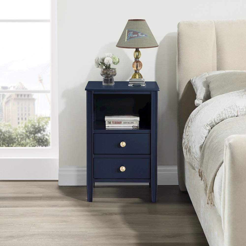 Winsley 2-drawer storage Nightstand - Midnight Blue