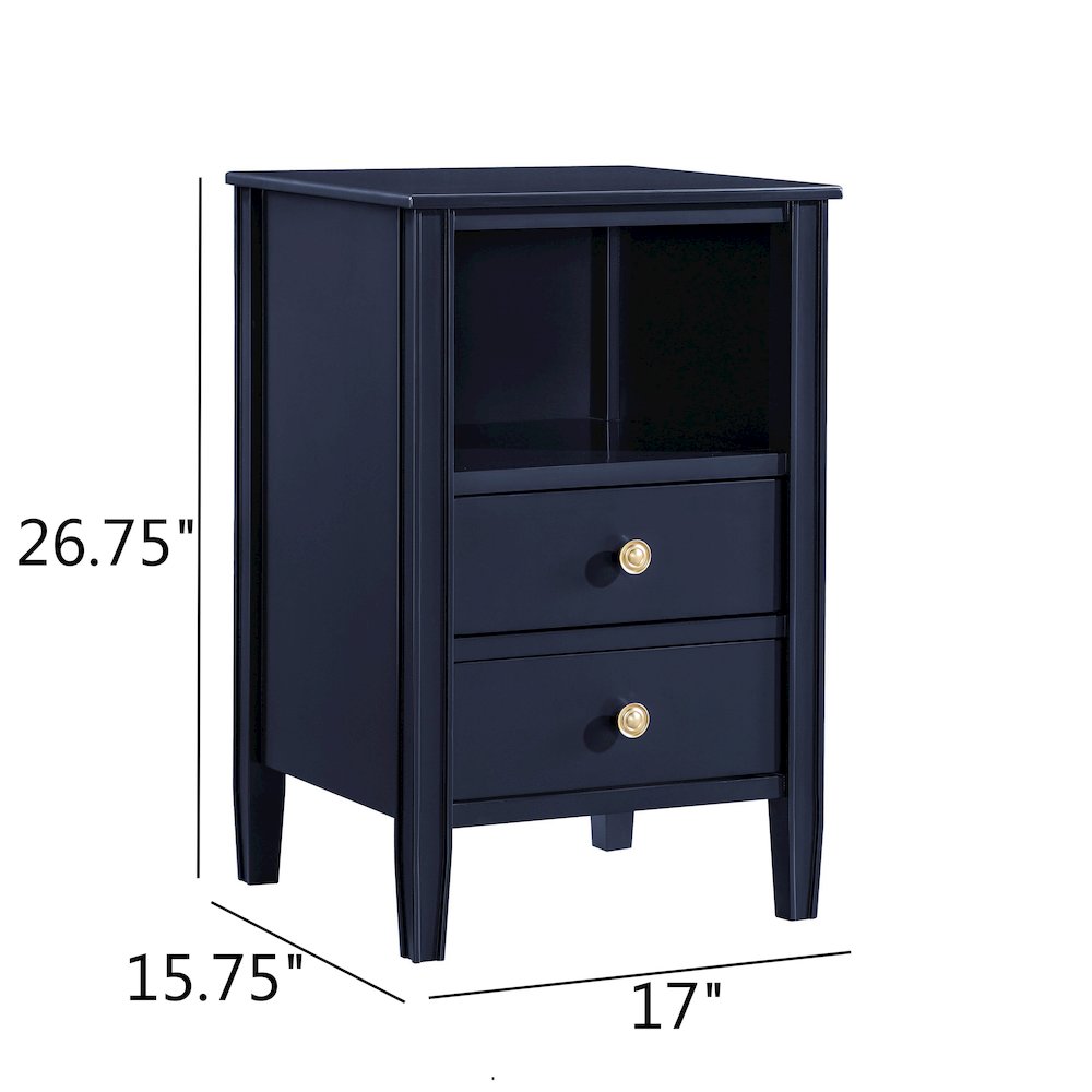 Winsley 2-drawer storage Nightstand - Midnight Blue