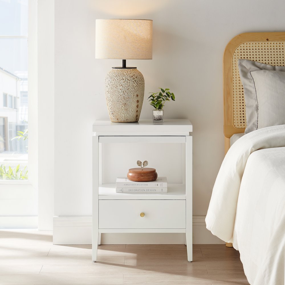 Opava White 1-drawer Nightstand