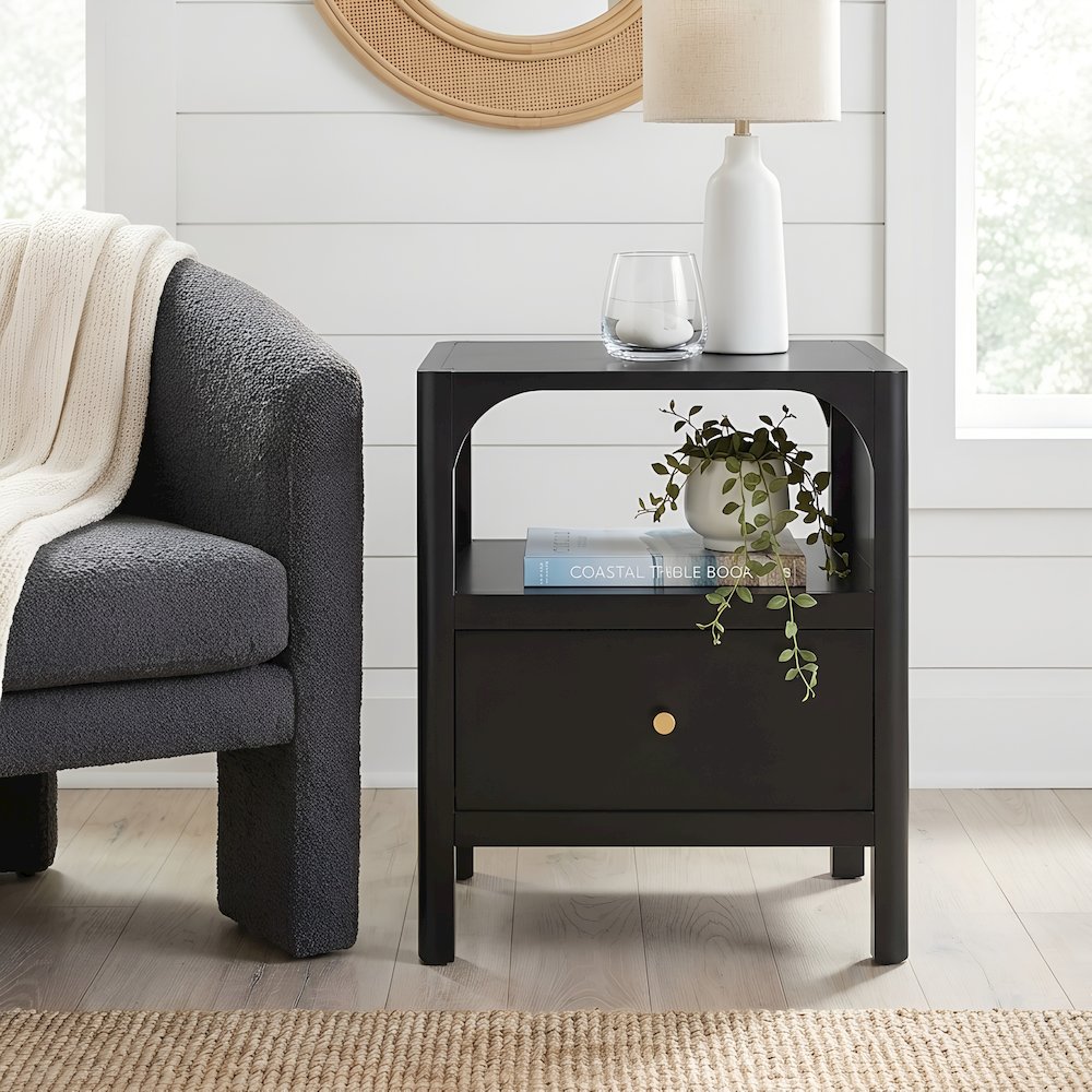 Wallis 1-drawer Nightstand in Black