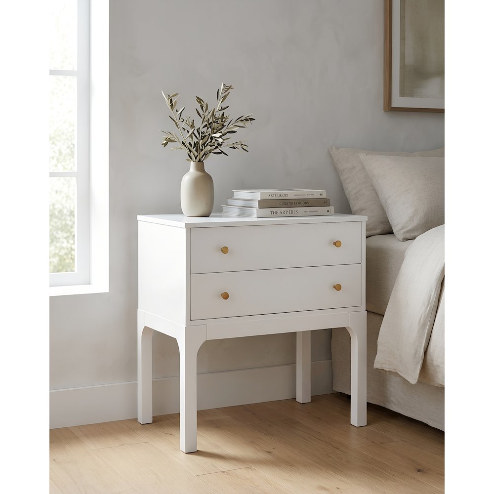 Arezzo 2-drawer Modern Nightstand in White
