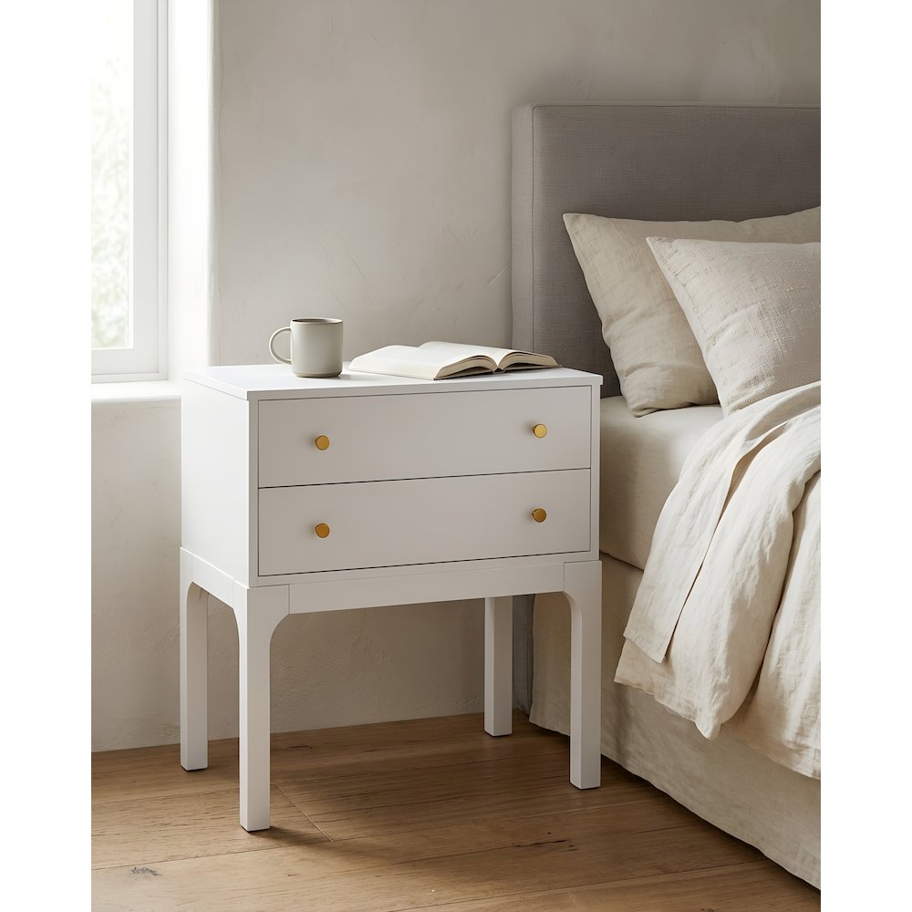 Arezzo 2-drawer Modern Nightstand in White