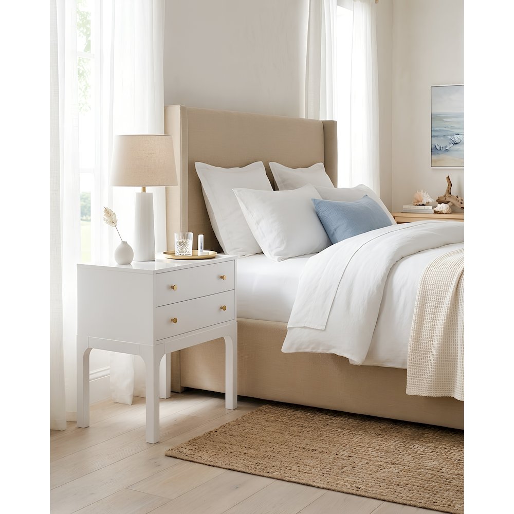 Arezzo 2-drawer Modern Nightstand in White