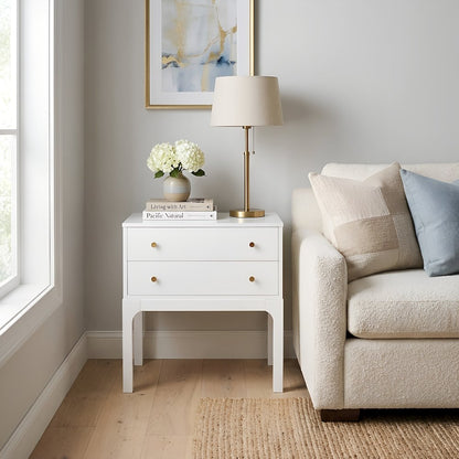 Arezzo 2-drawer Modern Nightstand in White