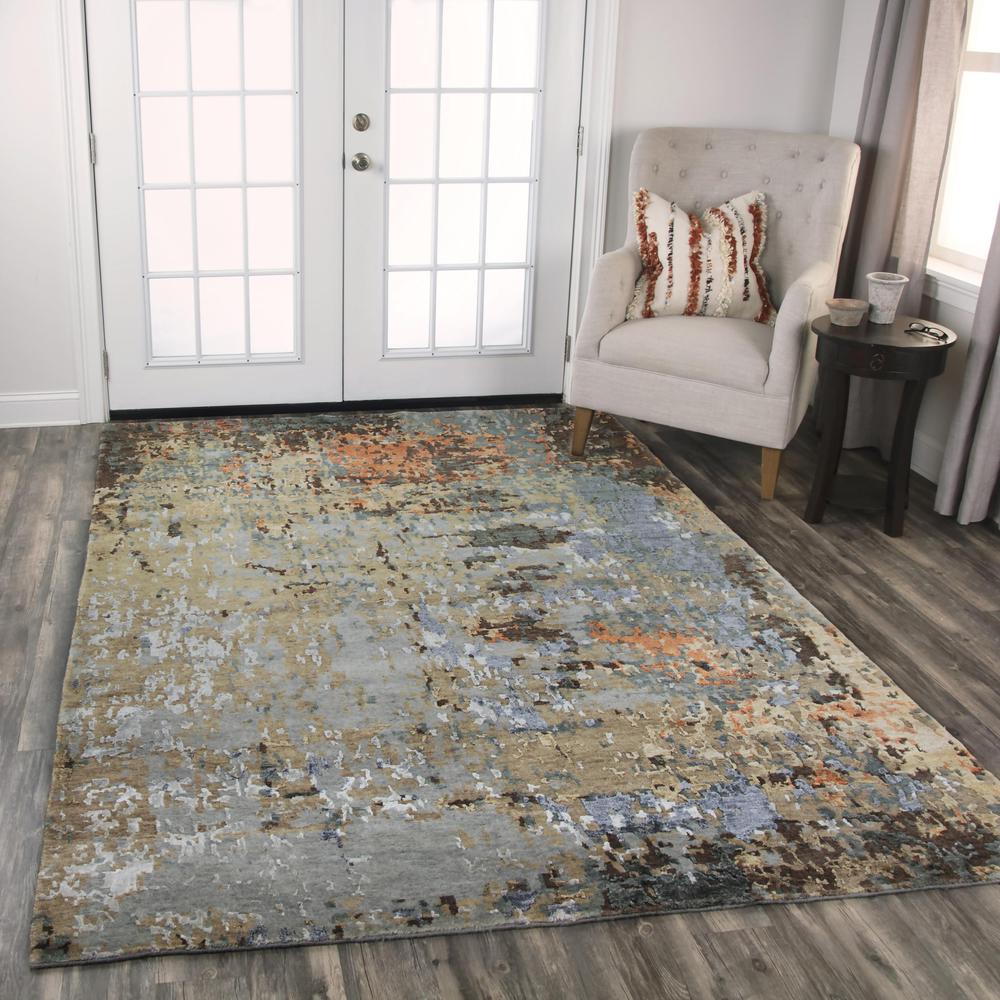 Hand Knotted Cut Pile Wool/ Viscose Rug, 10' x 14'