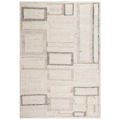 Hand Woven Flat Weave Pile Hand Spun Wool/ Cotton Rug, 5' x 7'6"
