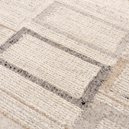 Hand Woven Flat Weave Pile Hand Spun Wool/ Cotton Rug, 5' x 7'6"