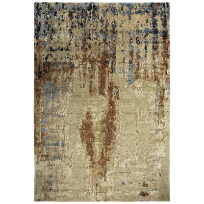 Hand Knotted Cut Pile Wool/ Viscose Rug, 6' x 9'