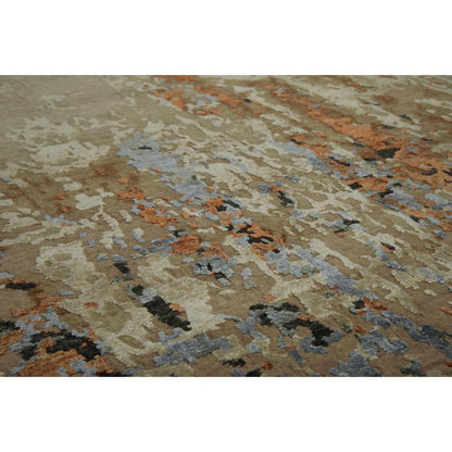 Hand Knotted Cut Pile Wool/ Viscose Rug, 6' x 9'