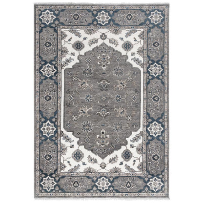 Hand Knotted Cut Pile Wool Rug, 6' x 9'