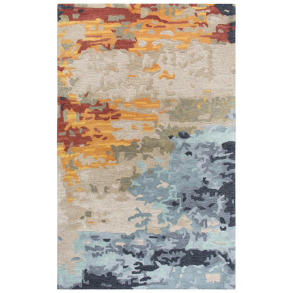 Hand Tufted Cut & Loop Pile Wool/ Viscose Rug, 5' x 8'
