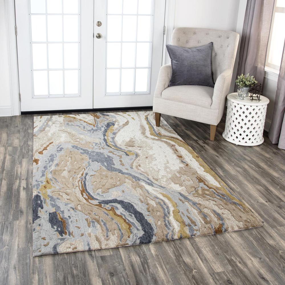 Hand Tufted Cut & Loop Pile Wool Rug, 5' x 8'