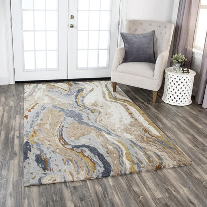 Hand Tufted Cut & Loop Pile Wool Rug, 5' x 8'