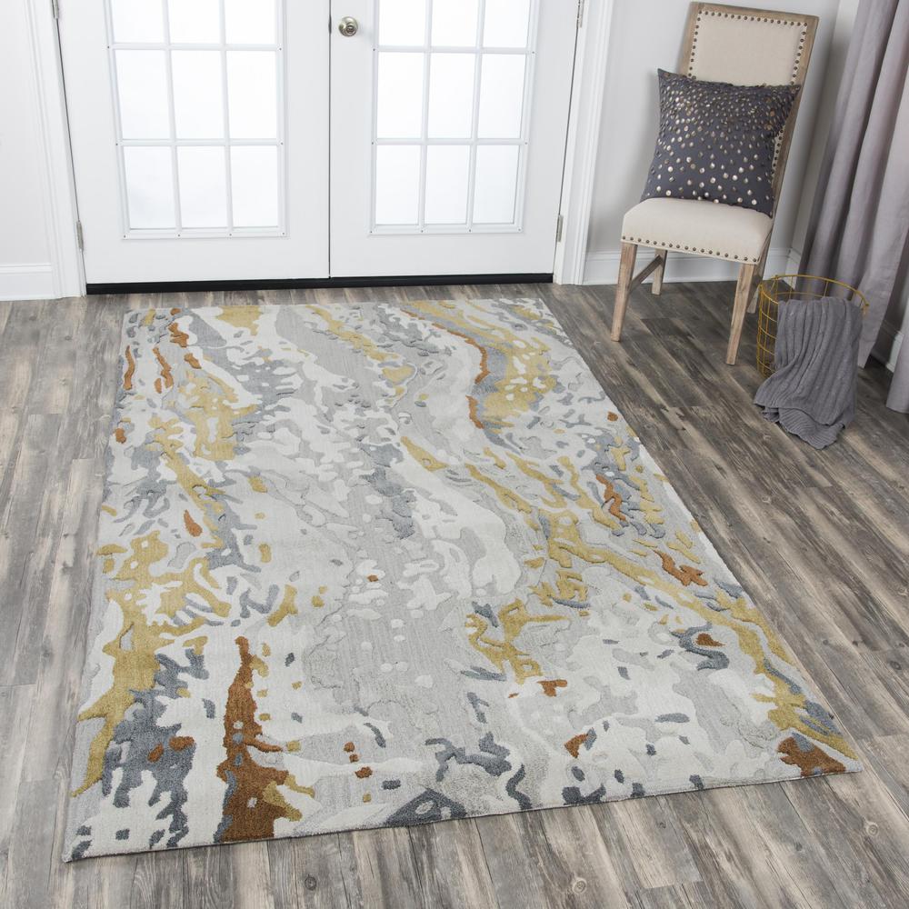 Hand Tufted Cut & Loop Pile Wool/ Viscose Rug, 5' x 8'