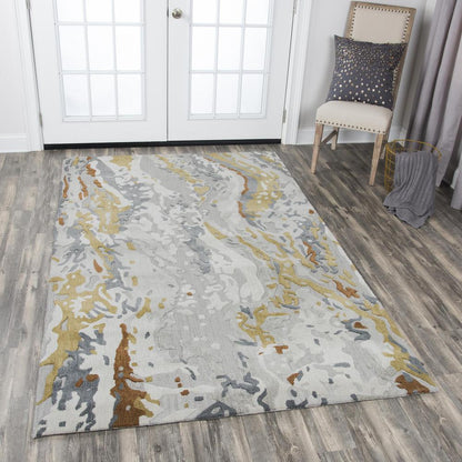 Hand Tufted Cut & Loop Pile Wool/ Viscose Rug, 5' x 8'
