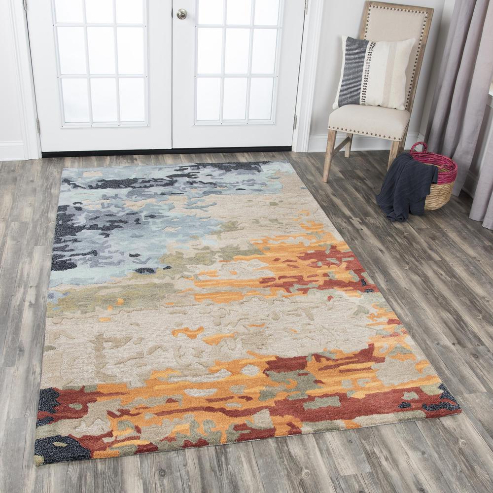 Hand Tufted Cut & Loop Pile Wool/ Viscose Rug, 5' x 8'