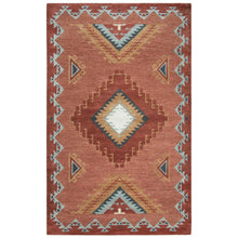 Rust Hand Tufted Wool Area Rug with Southwest Design, 5' x 8'