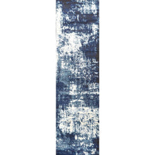 Light Blue Machine-Made Rectangle Runner with Cut Pile Design