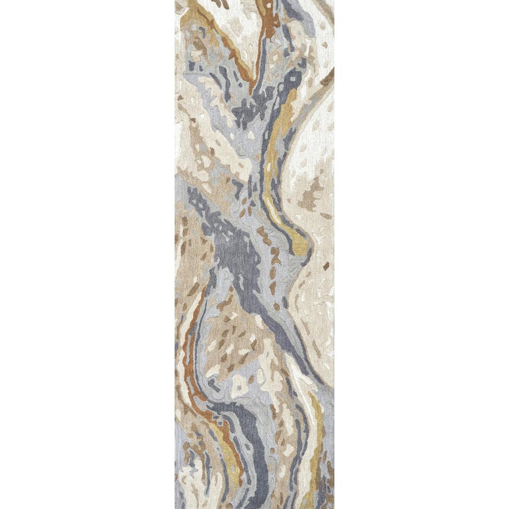 Hand Tufted Cut & Loop Pile Wool Rug, 2'6" x 8'