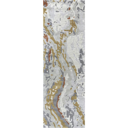 Hand Tufted Cut & Loop Pile Wool/ Viscose Rug, 2'6" x 8'