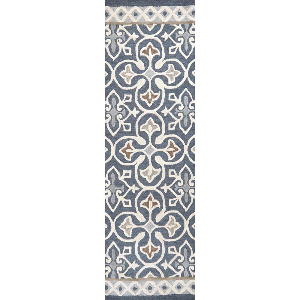 Hand Tufted Cut & Loop Pile Wool Rug, 2'6" x 8'