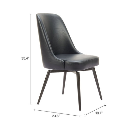 Keppel Swivel Dining Chair (Set of 2) Black