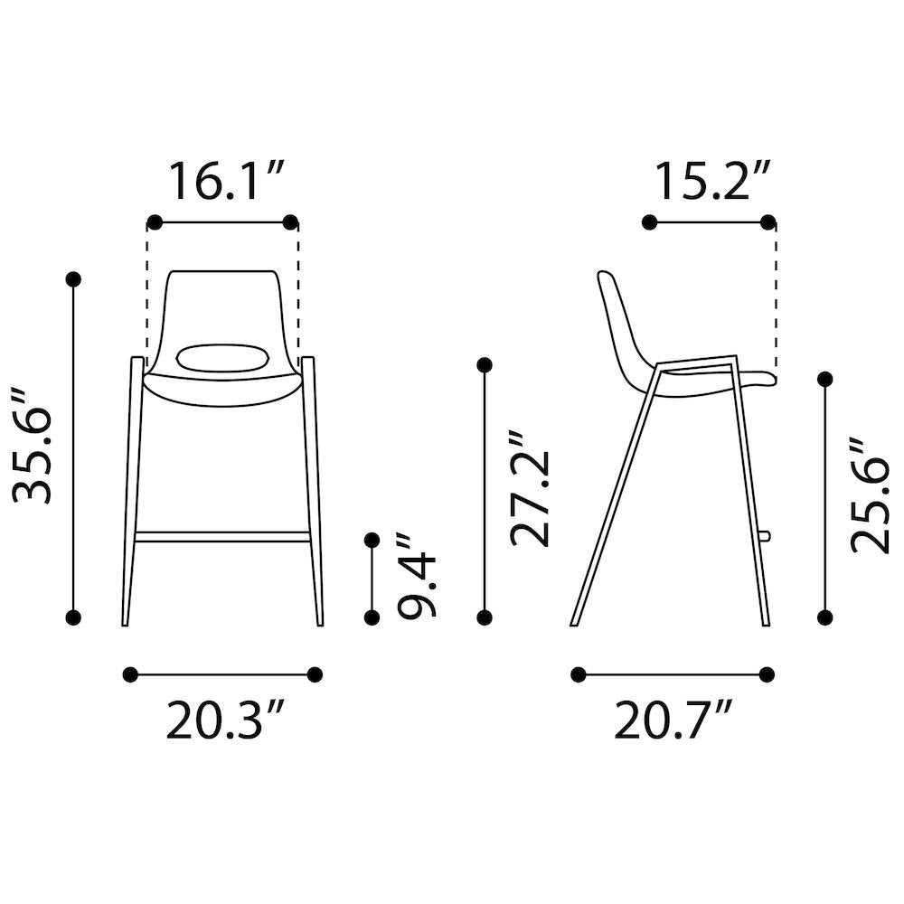 Desi Counter Stool (Set of 2) Brown & Walnut