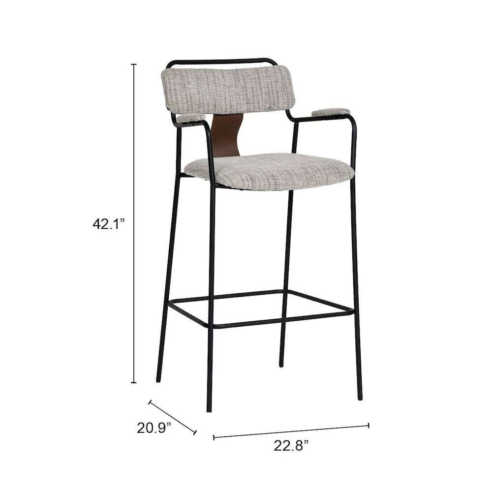 Couva Barstool (Set of 2) Gray Tweed