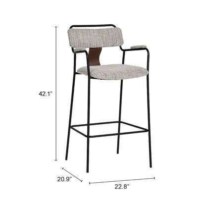 Couva Barstool (Set of 2) Gray Tweed