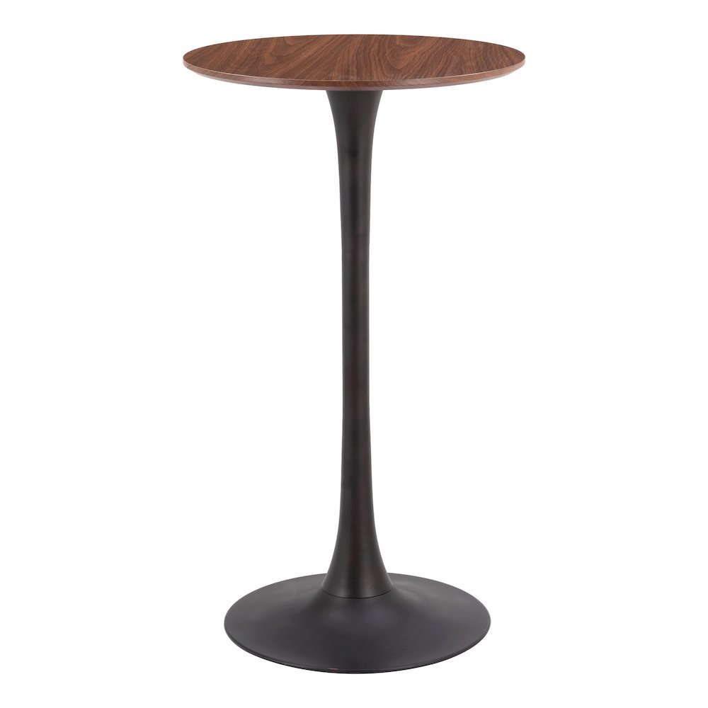 Brown Round Bistro Table, Small High Top Bar Table for Patio Use
