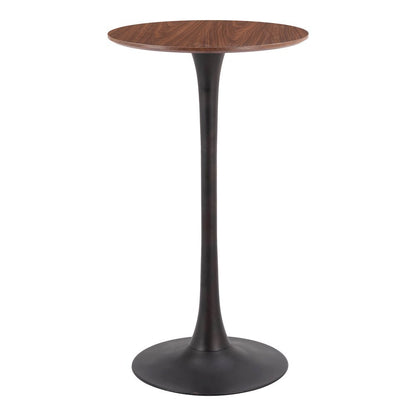 Brown Round Bistro Table, Small High Top Bar Table for Patio Use