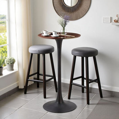Brown Round Bistro Table, Small High Top Bar Table for Patio Use